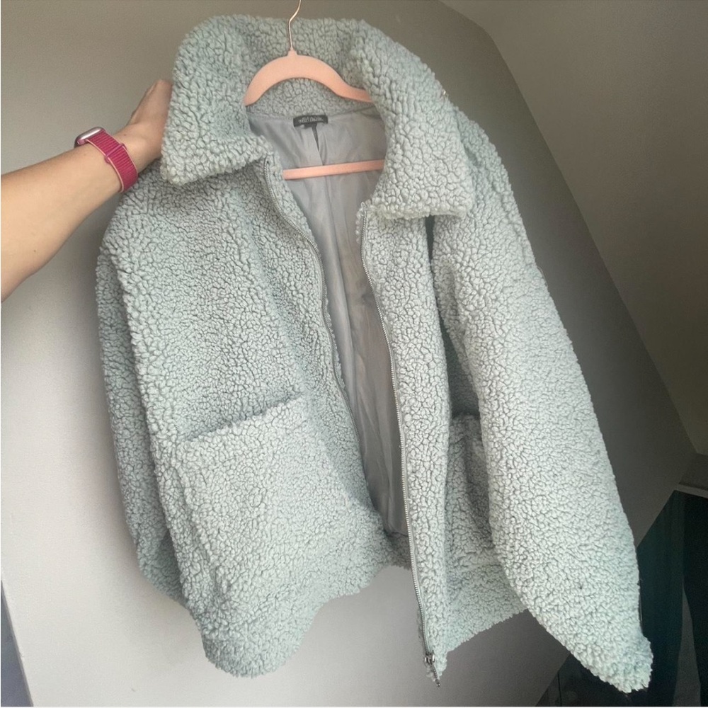 Wild Fable Cozy Teddy Jacket - Light Mint / Sage Green